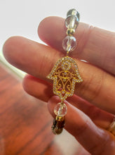 Load image into Gallery viewer, Clear &amp; Smoky Quartz set with Hamsa
